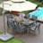 HDPE Outdoor Patio Dining Set, One Table And Six Chairs. The Outdoor Dining Furniture Has Sunshade Holes And Is Suitable. It Is Suitable For Lawns, Gardens, Backyards, And Pool Sides.Waterproof (Umbrella Not Included)-1151039163-1151039164