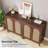 59" Rattan Dark Brown Wood Yellow Sideboard Buffet Cabinet (Set Of 2)