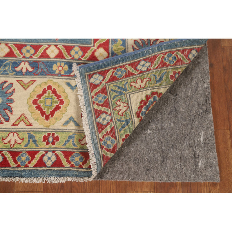 Tapis oriental bleu à motif géométrique Kazak 6