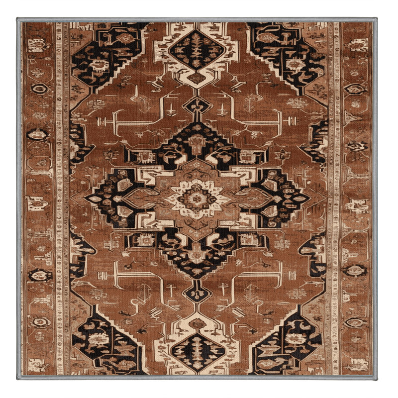 Machine Washable Persian Brown Area Rug, Square 7'