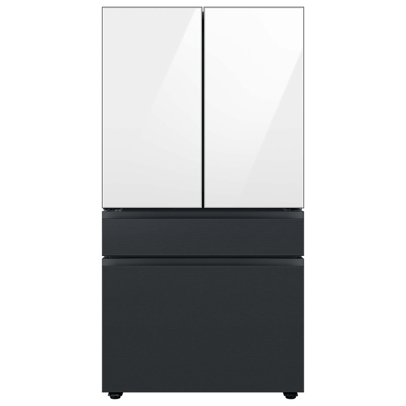 Samsung Bespoke 29 cu. ft. Smart 4-Door Refrigerator with AutoFill Water Pitcher and Custom Panels Included, White Glass