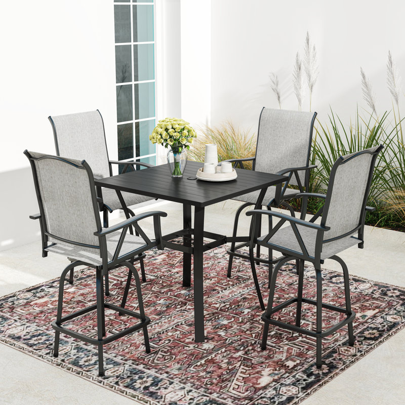 4-Person Patio Swivel Dining Set, Gray