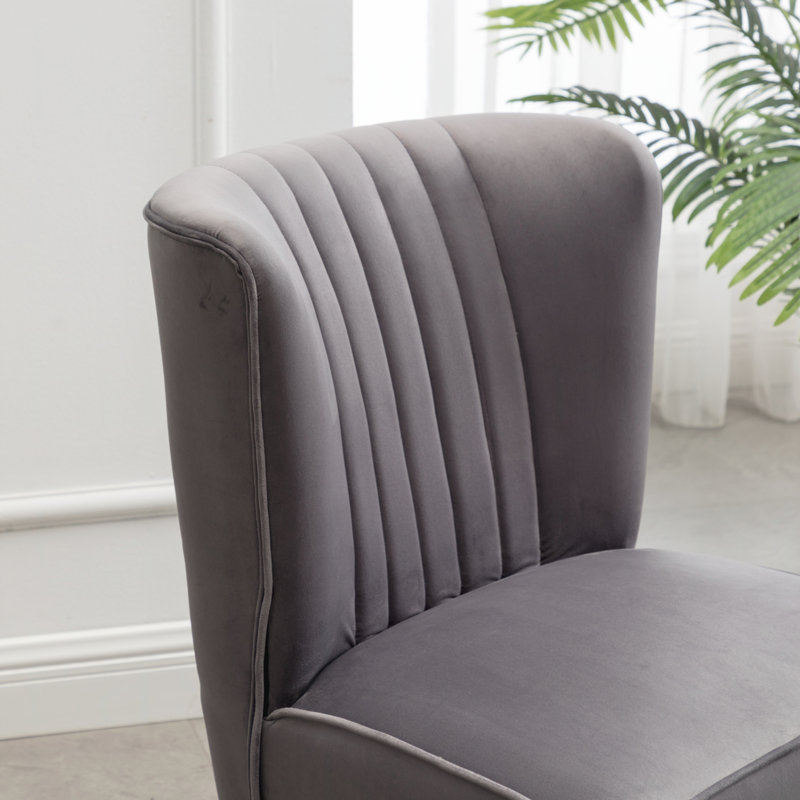 Contemporary Velvet Upholstered Accent Chair, Gray, Gray