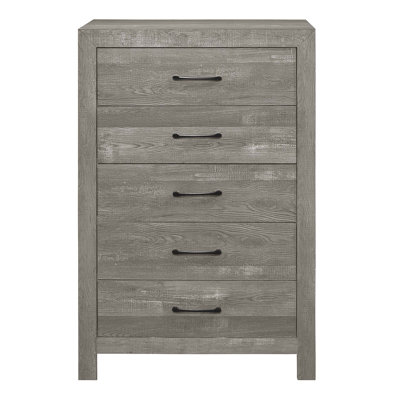 Commode 1 pièce à finition grise rustique avec tiroirs de rangement et meubles de chambre à coucher en métal noir