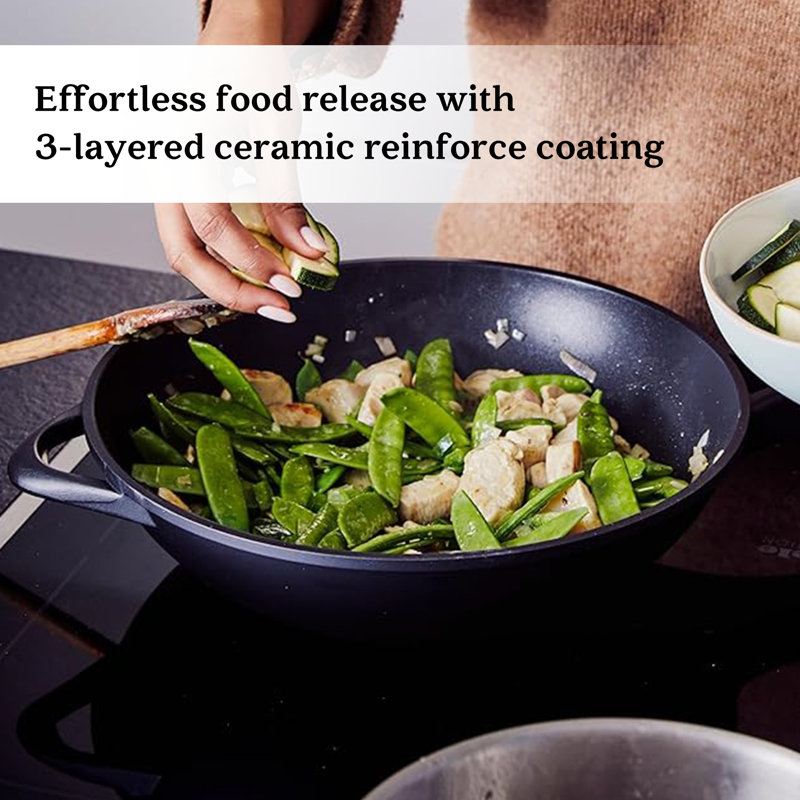 Alva Energy 12" Black Nonstick Cast Aluminum Wok Pan