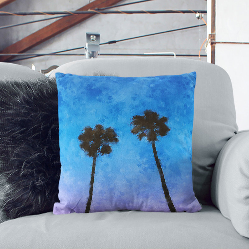 Two Palm Trees Painting Square Throw Cushion, 55cm H x 55cm W x 20cm D