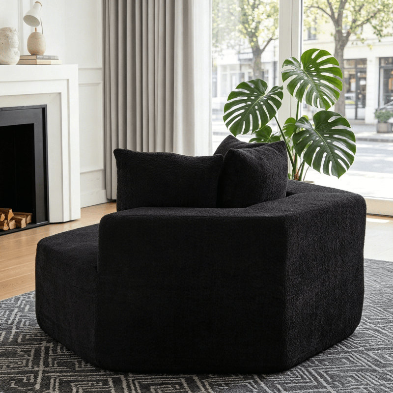 Méridienne 54 po avec mousse à compression haute densité, canapé modulaire en chenille moderne, siège antidérapant pour le salon et la salle de jeux
