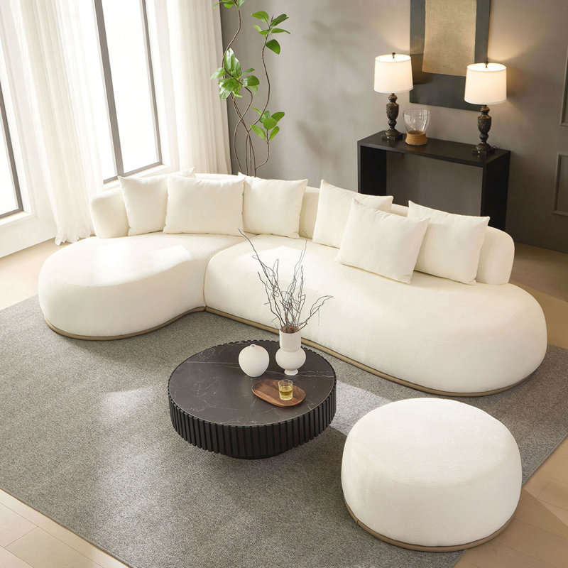 Canapé modulaire surdimensionné en L de 134,6 po avec repose-pieds, aucun assemblage requis, comprend 6 coussins décoratifs