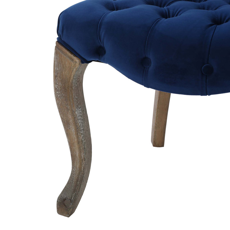 Chaise capitonnée KD (WTHR), Velours bleu marine
