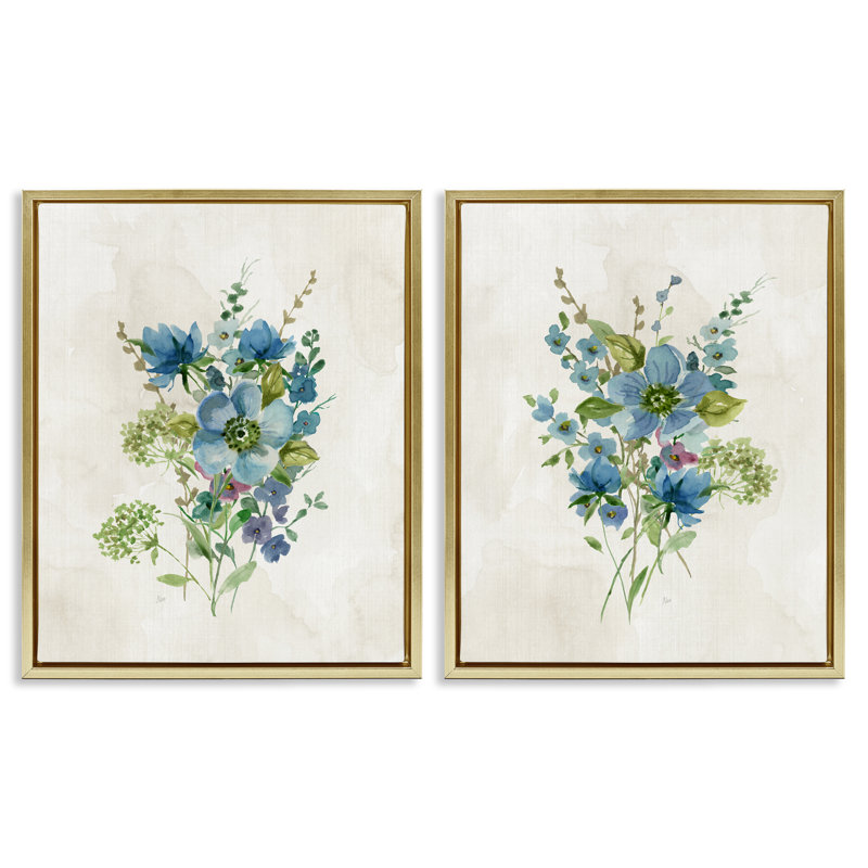  Delicate Blossom Bundles, ensemble de 2 toiles flottantes encadrées par Nan, H 21 po x l 17 po