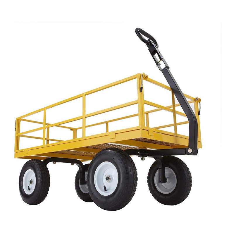 Yellow Heavy Duty Steel Utility Cart with Mesh Bed