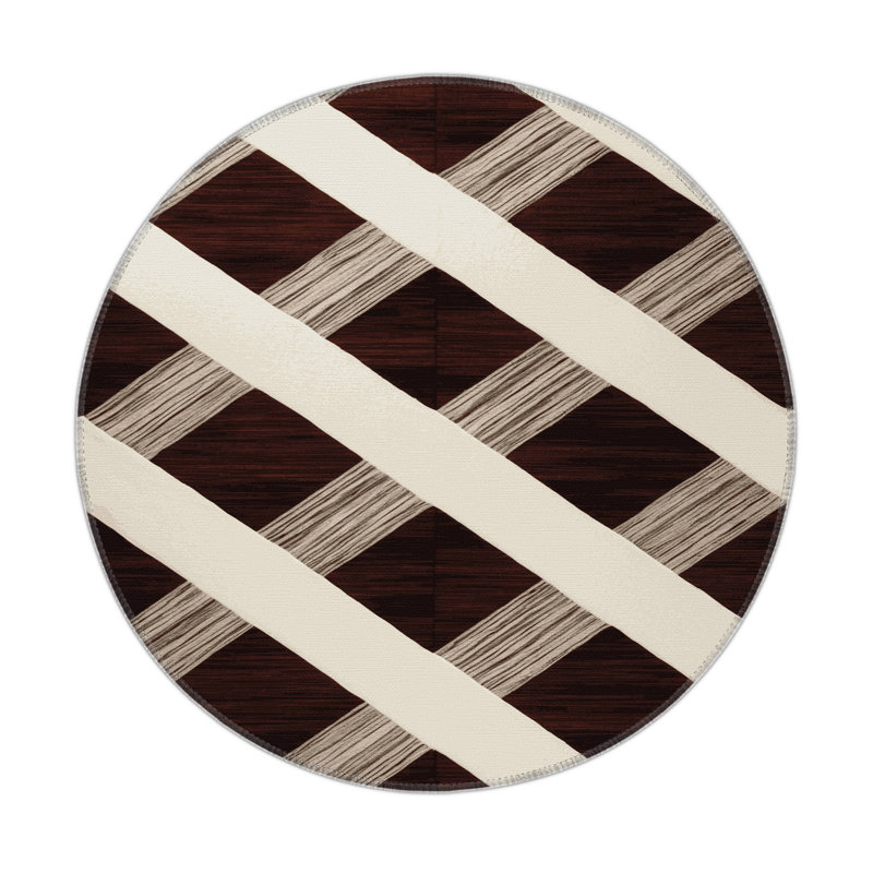 Tapis d'intérieur et d'extérieur à carreaux beige, Rond 5 pi