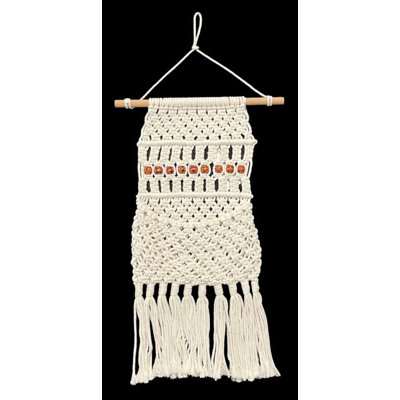 Décoration murale macramé avec franges et perles