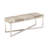 Leather Handmade Cowhide Home Bench with Silver Metal Base