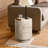 Faux Travertine MgO Patio Side Table, Sculptural Outdoor Accent Table-145109429-145109428