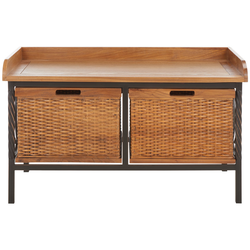 Miyu Drawer Storage Bench, Medium Oak