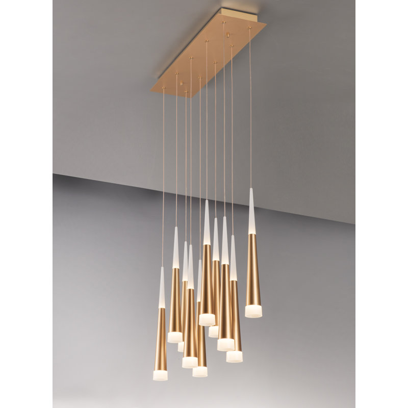 Lustre à 10 lumières DEL Kesean, Brushed Gold, 16 lumières