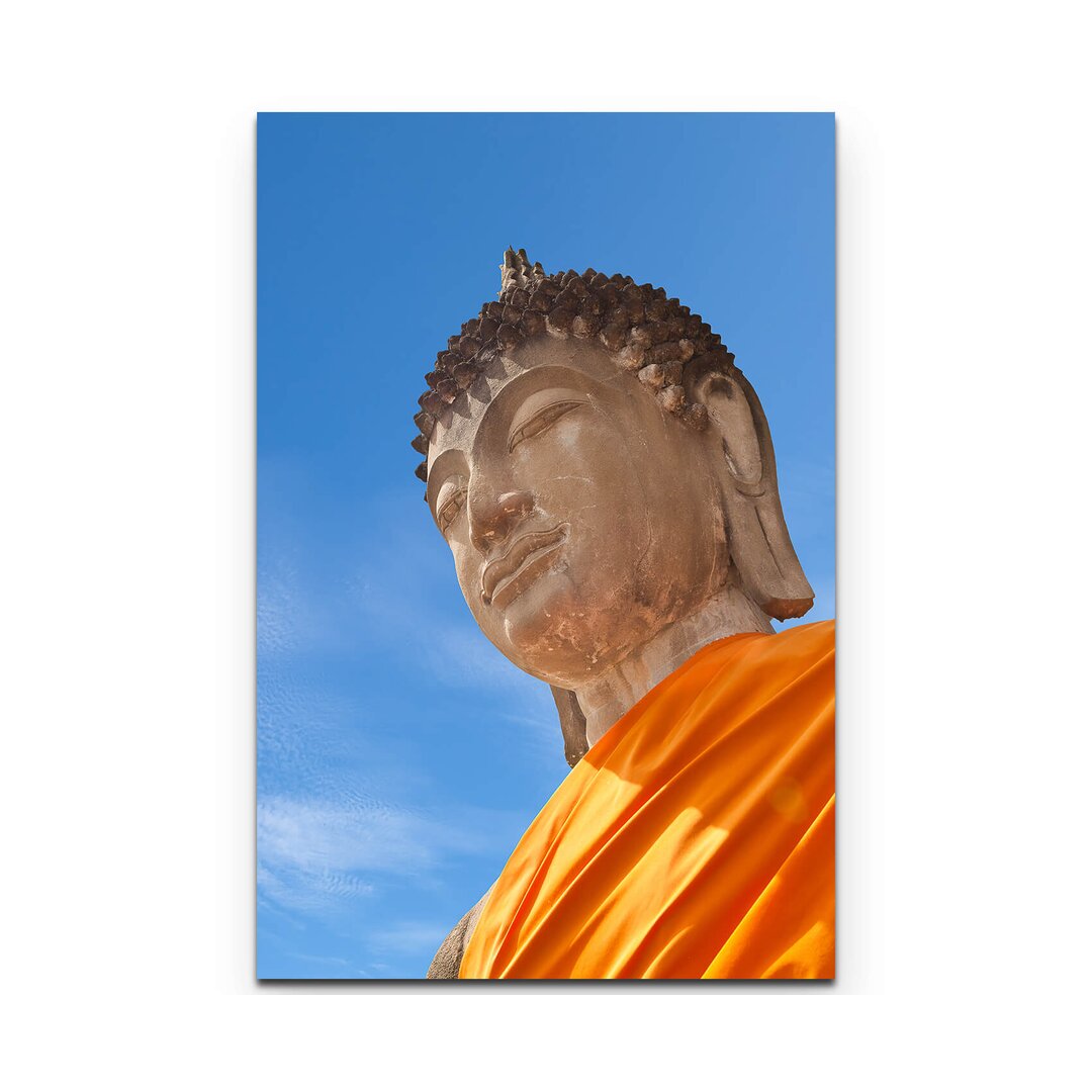 Leinwandbild Riesenstatue Buddha Gesicht – Nahaufnahme