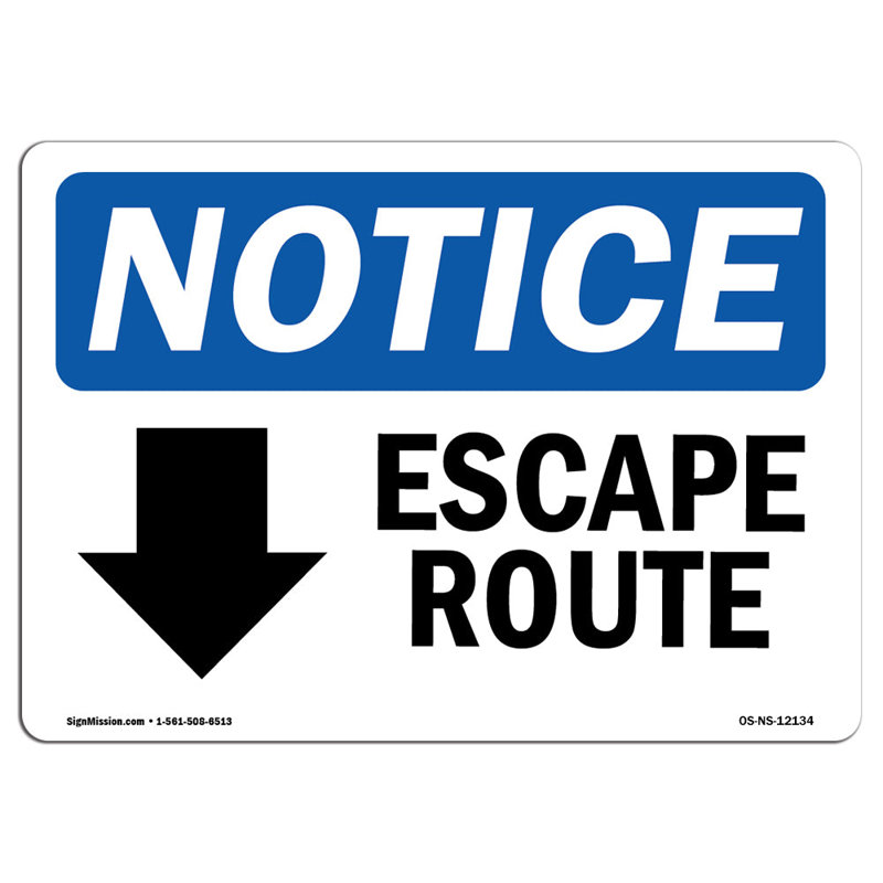 Escape Routedown Arrow Sign