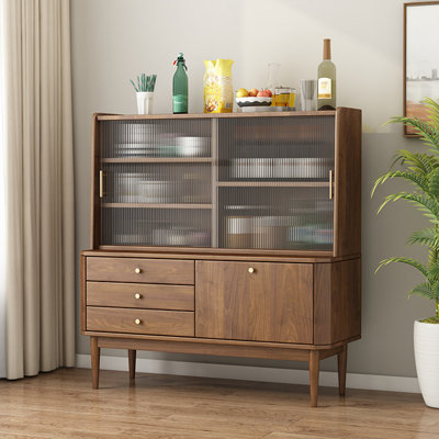 Japanese Style Glass Sliding Door Buffet Table