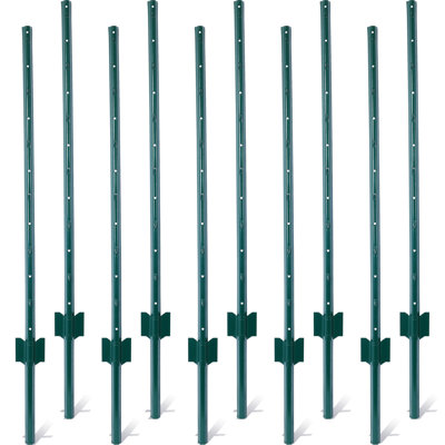 Fence Posts - 10Pack, Heavy Duty Metal Fence Post With U-Channel, Steel Fence U-Post For Holding Garden Wire Fence, Corner Anchor Posts Etc.