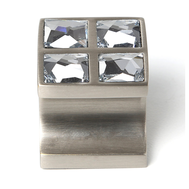 Swarovski Crystal Square Knob, Satin Nickel
