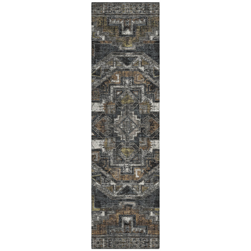Tapis lavable à la machine intérieur / extérieur ACN2794 Global, Noir, Tapis de couloir 2 pi 3 po x 7 pi 6 po