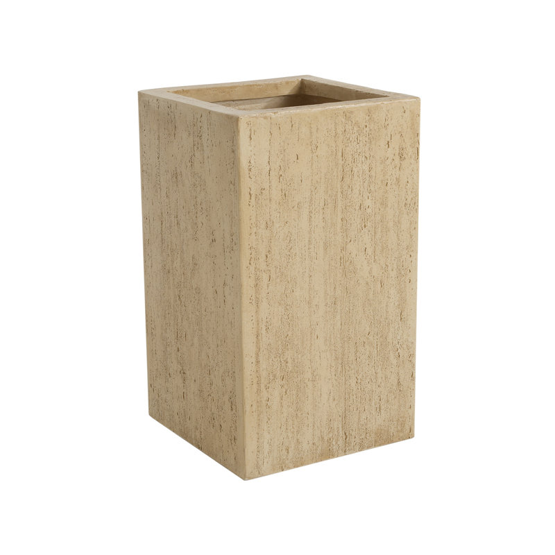 MGO Handmade Rectangle Planter Box, 27''H, Travertine, 27" H x 15.5" W x 15.5" D, Antique Brown