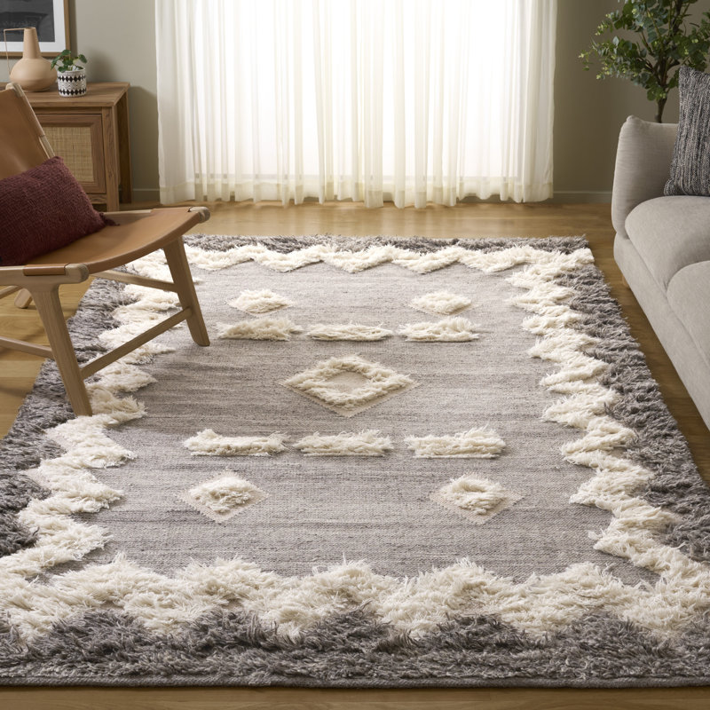 Tapis en laine tissé à la main Deaton, Rectangle de 6 pi x 9 pi