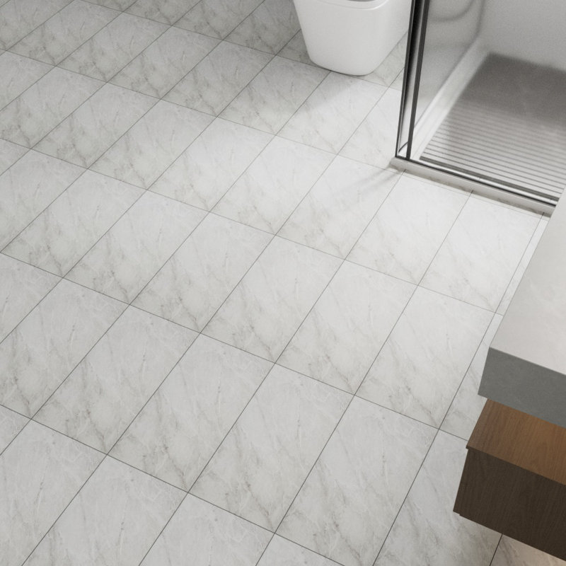 30 x 60cm Set of 28 Stone-effect Self-adhesive PVC Flooring, White