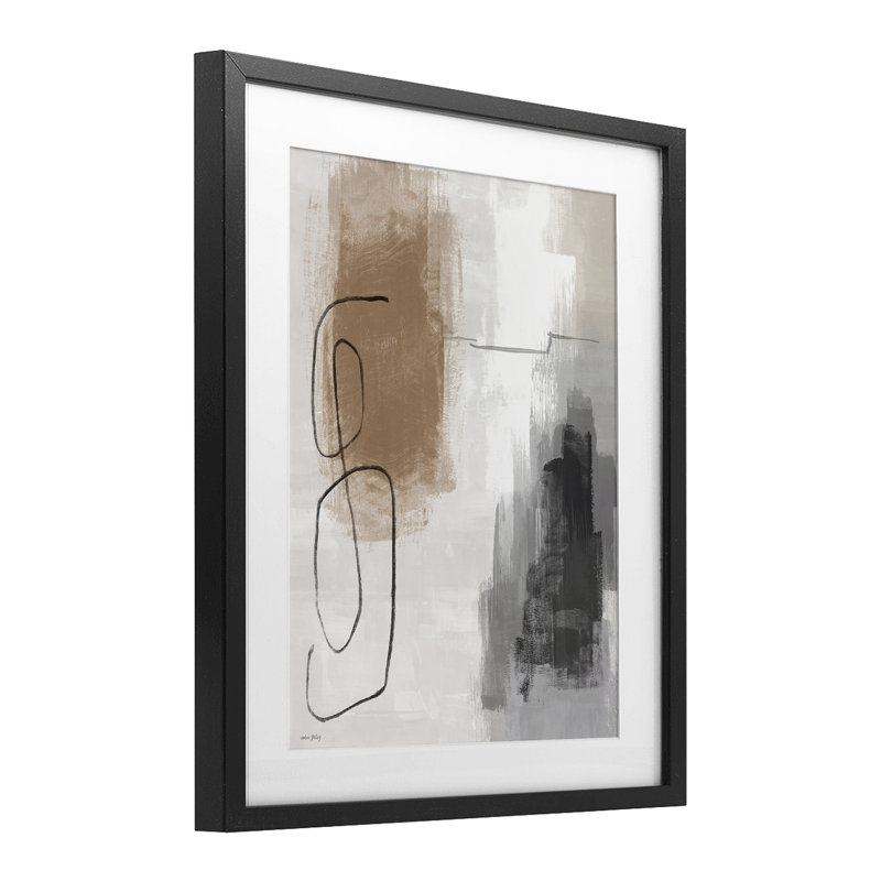 «Neutral & Gray Abstraction», reproduction sous verre encadrée par Amber Sterling, Cadre noir minuit, H 16 po x l 13 po