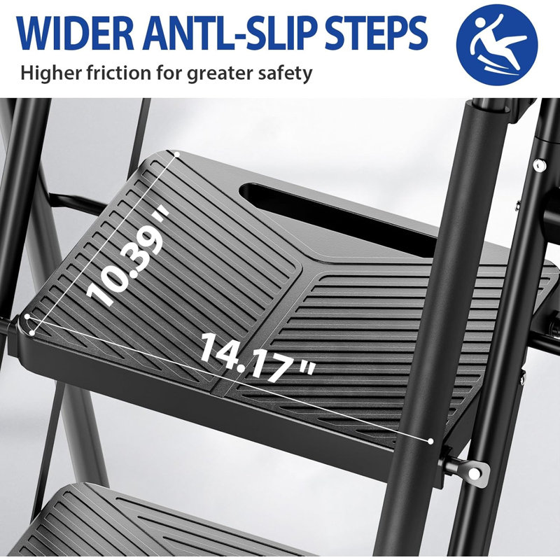 Folding Ladder with Handrails, Anti-Slip Pedals(2-Step, 3-Step, 4-Step)