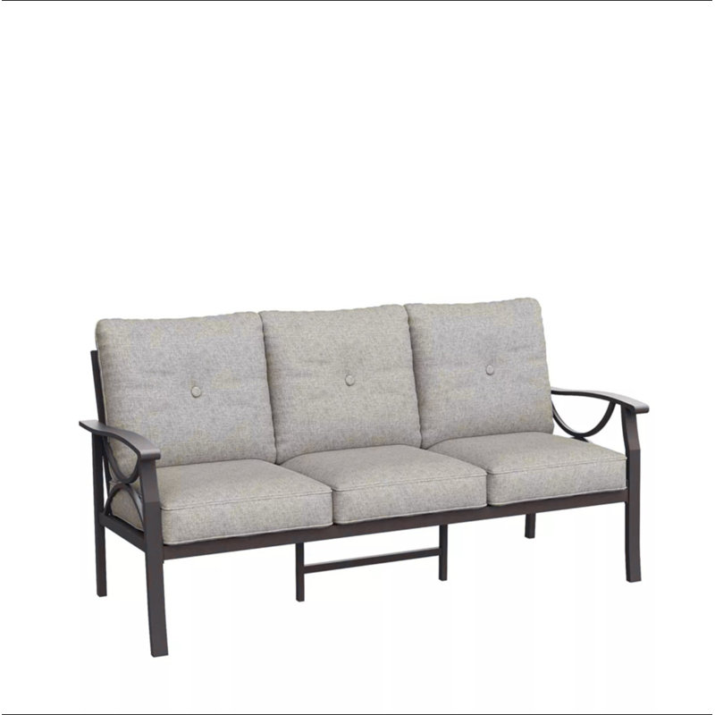 70 Inches All-Weather Metal 3-Seat Patio Sofa, Beige