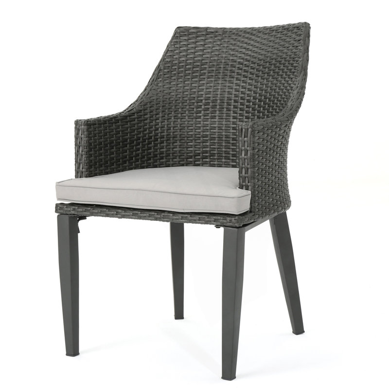 Chaises d'extérieur en rotin avec coussins résistants aux intempéries et structure robuste, Gris
