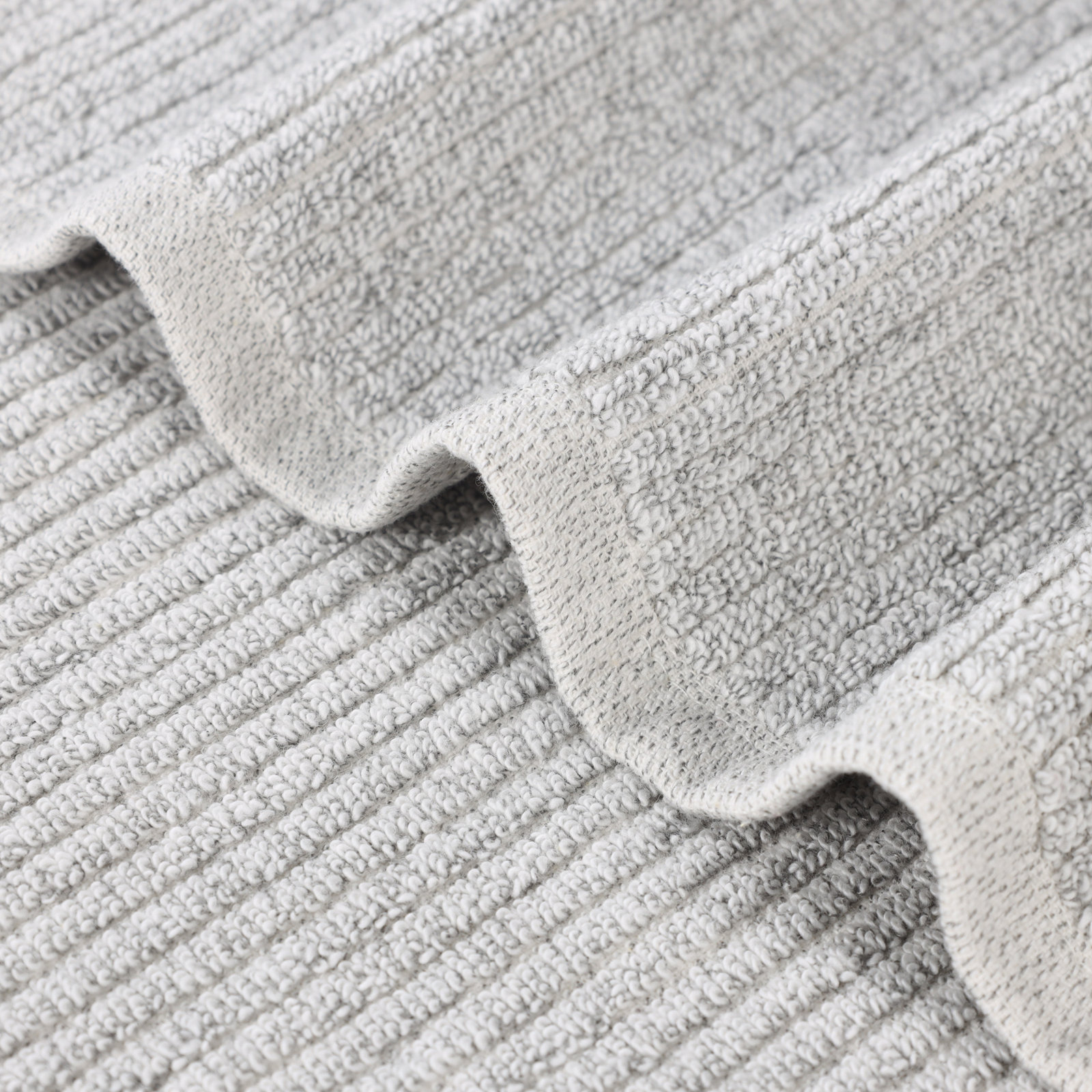 Amberg 3-Piece Ribbed Cotton Towel Set, Platinum