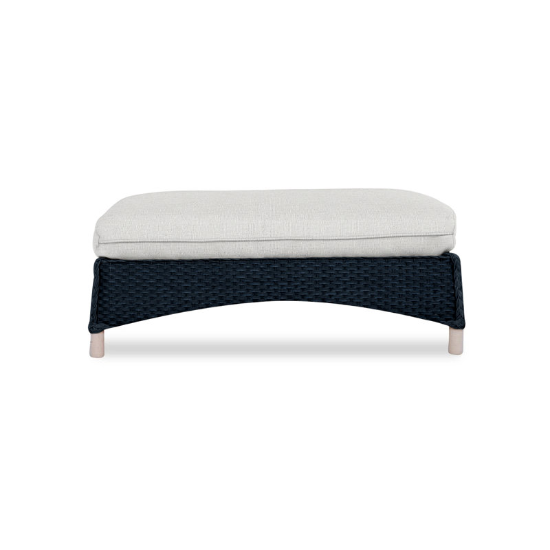 Mandalay Outdoor Ottoman, Callen Celadon, Ebony
