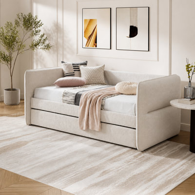 Luxueux lit de jour moderne gigogne escamotable capitonné 1 pièce