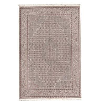 Tapis taupe / gris noué à la main de haute qualité