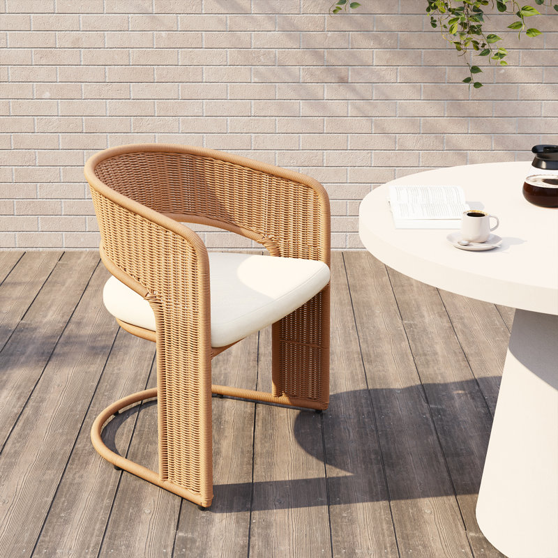 Outdoor  Wicker Dining Arm Chairs with Cushion