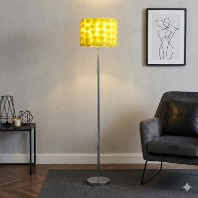 63"In Yellow Roses In Bloom Acrylic/Metal Floor Lamp