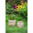 Set Of 2 6.5X6.5X6" Brown Cement Planter With Woven Tassel Accent