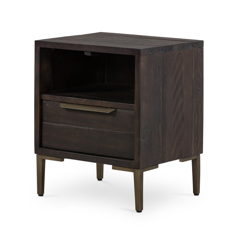 Birchanger Solid Wood Nightstand, Black