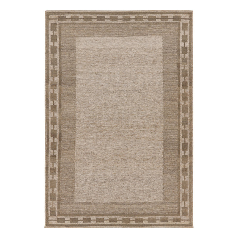 Flatweave Silk and Wool Geometric Area Rug