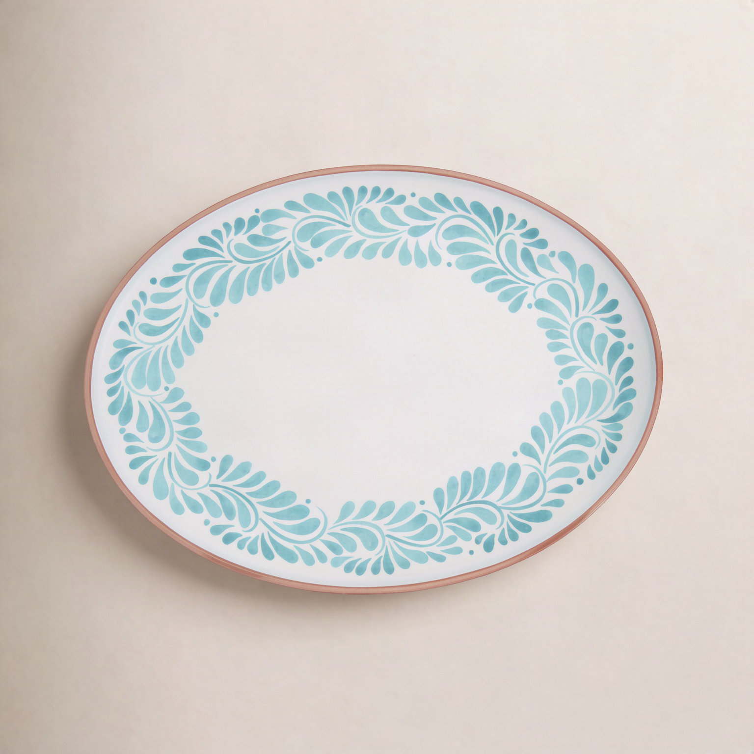 Lebrillo Platter, White/Aqua