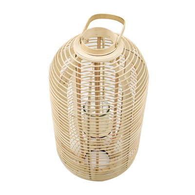 Lanterne de sol en rotin H 24,8 po