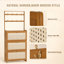 Armoire de rangement pour chaussures moderne, tiroirs en rotin de bambou avec crochets pour le vestibule