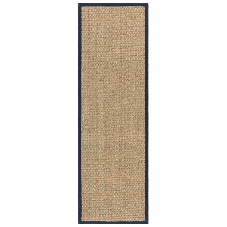 Auckland Bamboo Slat/Seagrass Natural / Blue Area Rug