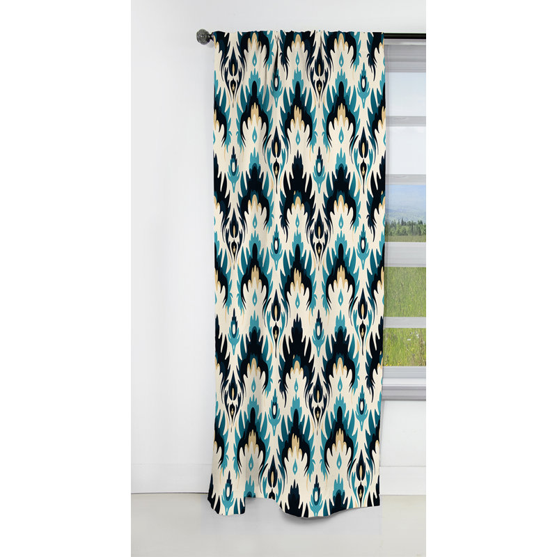Ikat Symphony de Black Urban Industrial - rideau Ikat - rideau occultant Ikat - 1 panneaux, L 52 po x L 63 po