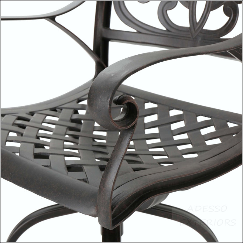 Tabouret tournant en fonte d'aluminium avec accoudoirs à volutes