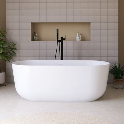 67'' Acrylic Freestanding Soaking Bathtub In Glossy White